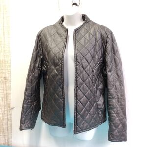 Marcia Italy Women's Quilted Full Zip Leather Jacket Size XL